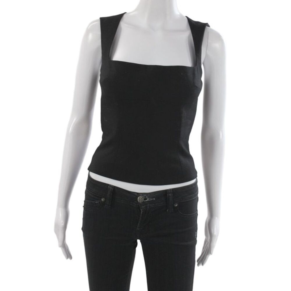 Reformation Womens Cropped Camisole Black Square Neck Sleeveless Size 0